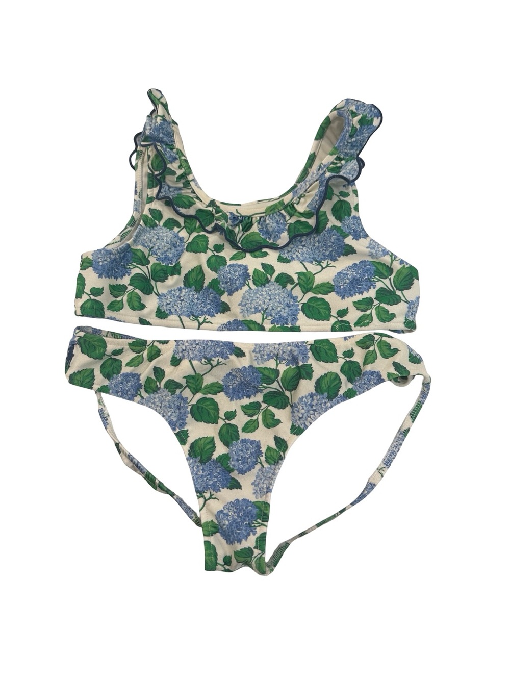 EUC Polo Ralph Lauren Girls Size 12 Floral Ruffle Bikini - Blue & Green